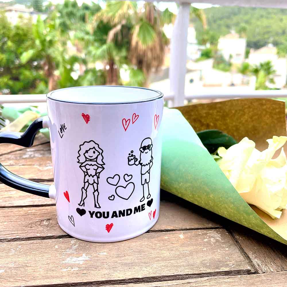 Make a unique love gift, a personalised mug for him or her